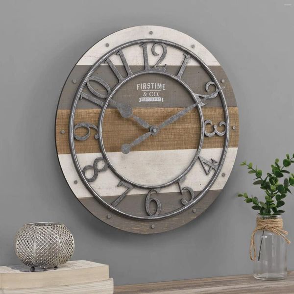 Horloges murales Multicolor Shabby Pallet Clock Farmhouse Analog 16x2x16 en bonne qualité Special Fashion Design Strong Durability 2024