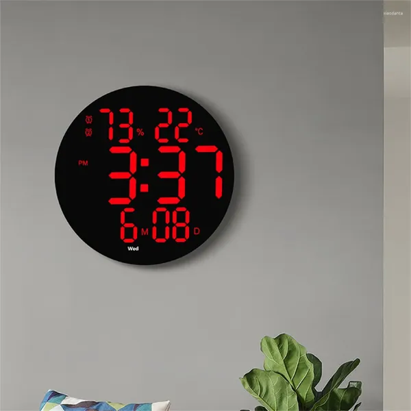 Horloges murales multifonctions horloge LED décoration de la maison 10 pouces affichage numérique moniteur de température et d'humidité