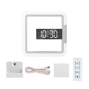 Relojes de pared Multifuncional Control remoto digital Temperatura de alarma 7Color Cambio cuadrado Espejo hueco LED LED LACA NIGHT LAMP