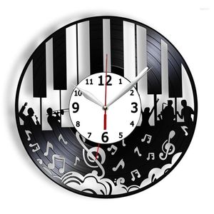 Horloges murales Instruments de musique Art Home Decor Horloge Piano Violoncelle Feuille Record Pianiste Violoncelliste Musiciens Cadeau