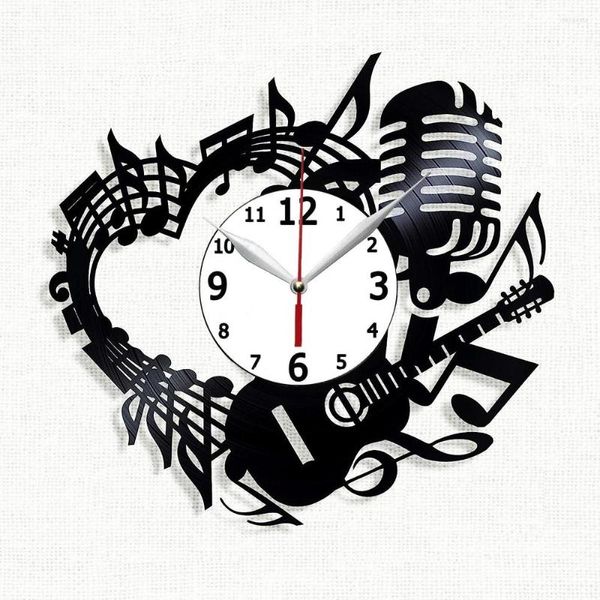 Horloges murales Horloge d'enregistrement de musique - Cadeau pour amoureux Décoration d'intérieur originale (Horloge)