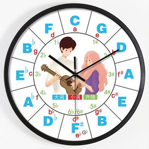 Horloges murales Musique Théorie Horloge Moderne Salon Chambre Ferme Décor Guitare Piano Étude Creative Montre Reloj