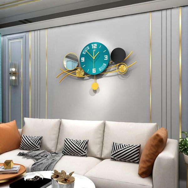 Horloges murales muet horloge Simple avec pendule ovale simple face décor à la maison salon luxe verre miroir Reloj Pared Decorativo