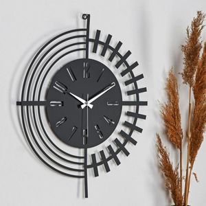 Corloges murales Muyika Metal Black Clock Special Design Mécanisme de flux silencieux Home Office Home Room and Decoration