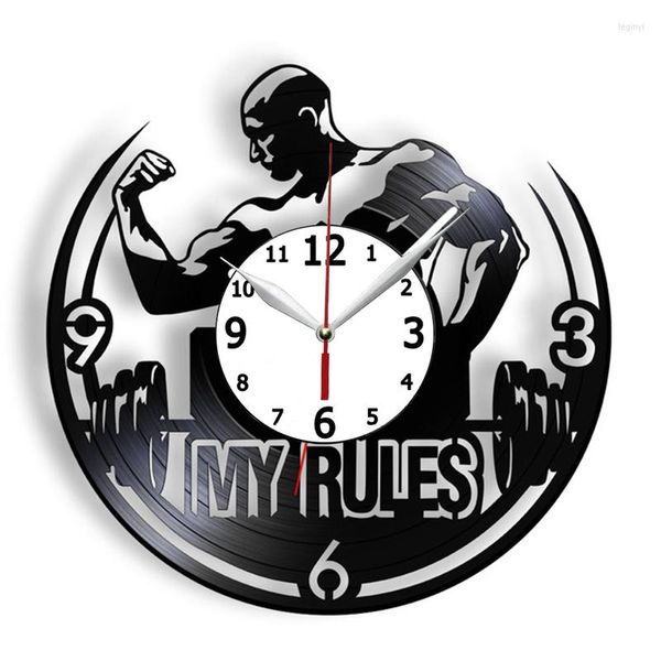 Horloges murales ma règle enregistrement de motivation horloge temps de gymnastique musculation Fitness Muscle homme pondération Bodybuilder cadeau