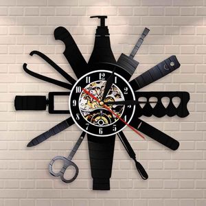 Horloges murales Outils de salon de manucure Manucure Vintage Record Clock Chambre Signe Beauté Décoration Technicien Cadeau