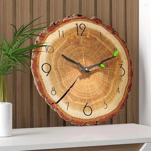 Horloges murales Design naturel Horloge en bois Souche d'arbre 12 pouces Grain Mouvement à quartz silencieux pour la maison