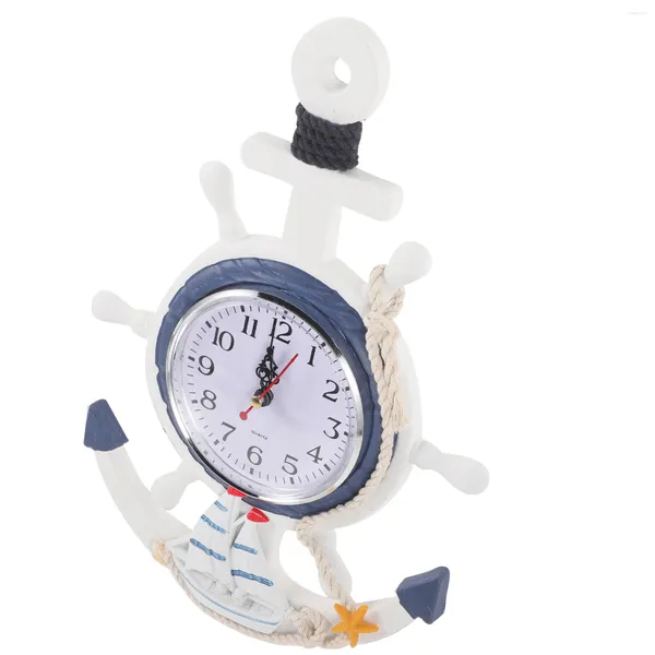 Relojes de pared Reloj de baño Náutico Anchor de playa Tiempo decorativo Decoración del volante del barco Océano al azar