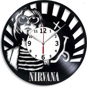 Horloges murales Nirvan Horloge Décor Pour Salon Cadeau D'anniversaire Fan Cobain Art Maison Idée De Noël Musique