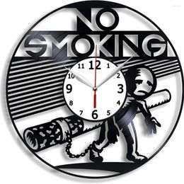 Horloges murales No Smoking Art - Idée cadeau pour garçon Home Decor Record Clock 12 pouces Handmade Man