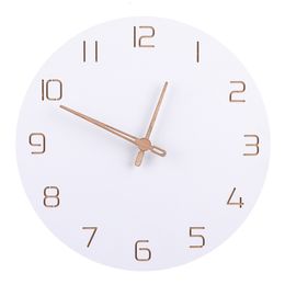 Wandklokken Noordse 3D houten grote wandklok modern design thuisdecor slaapkamer stille oclock nixie horloge muur kinderen klok voor kinderen kamer 230323