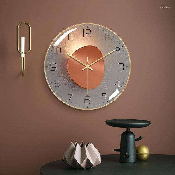 Relojes de Pared Reloj De Dormitorio Nórdico Diseño Arte Elegante Inusual Redondo Hermoso Elegante Creativo Reloj De Pared Decoración Del Hogar