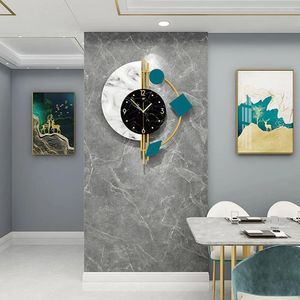 Horloges murales Nordic Brief 3D Horloge pour salon chambre silencieuse décor à la maison créatif demi-cercle marbre quartz cadeau