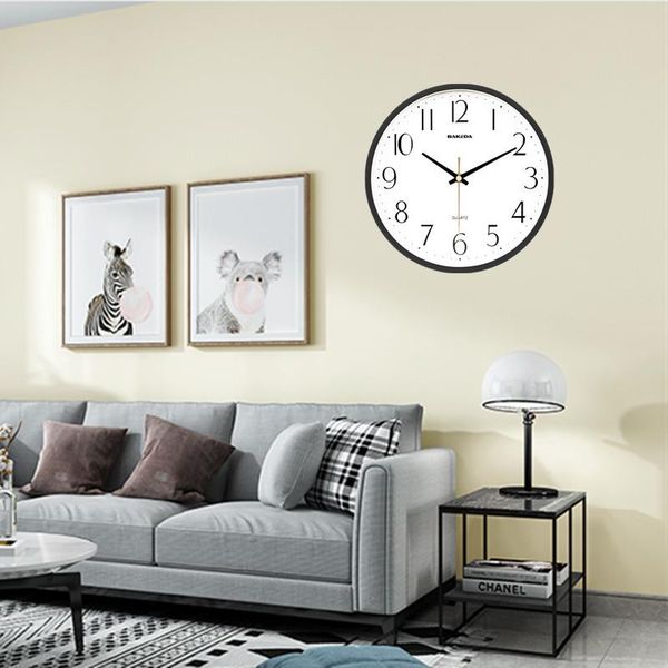 Horloges murales Horloge nordique Design moderne Cadre simple Blanc Dail Transparent Film de protection Suspendu Horloges 3D Salon Décor
