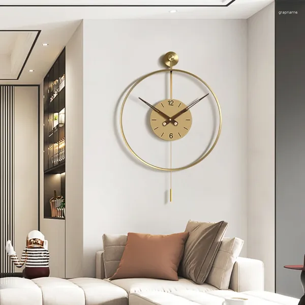 Relojes de pared Reloj minimalista creativo nórdico, relojes dorados de Metal modernos, decoración artística abstracta silenciosa para el hogar y la sala de estar