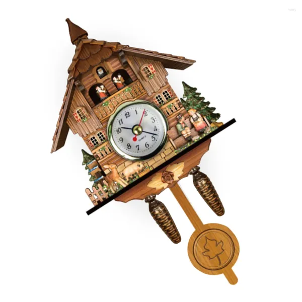 Relojes de pared Cuckoo reloj retro bosque retro de madera vintage de madera artesanal decoración alimentada con restaurante para el hogar