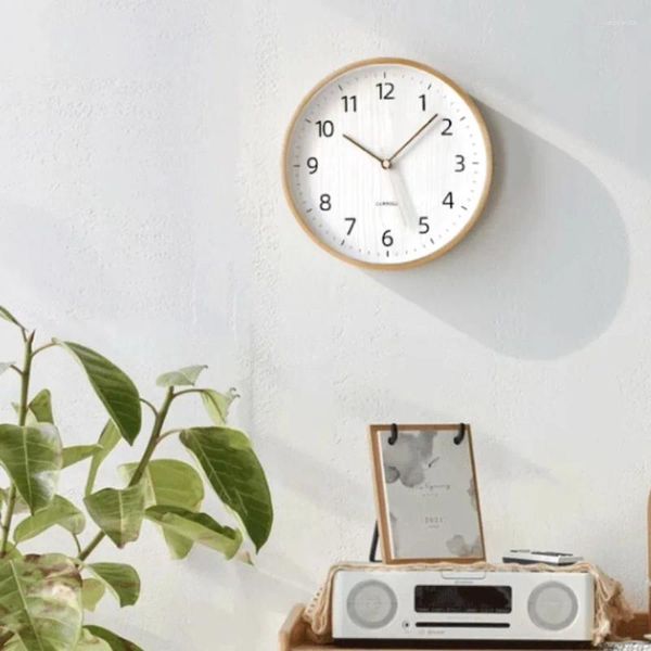 Horloges murales Horloge de conception nordique suspendue chambre minimaliste montres en bois silencieuses à piles ronde mode Reloj Pared décor à la maison