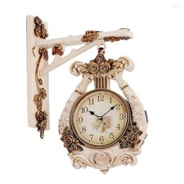 Horloges murales Nordic Double Horloge ABS Résine Mute Diamètre monté 17cm pour la décoration de la maison Salon Chambre Étude