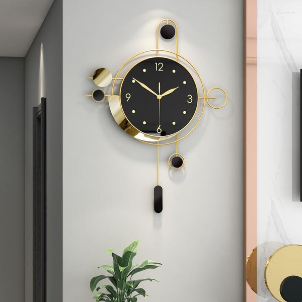 Horloges murales nordique grande horloge Design moderne créatif Vintage luxe or métal silencieux montre salon décoration ZY50GZ