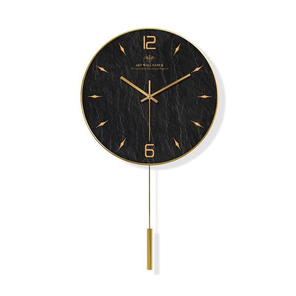 Horloges murales Nordic Grand Pendule Horloge Métal Or Moderne Silencieux 3D Bois Décor À La Maison Montre Salon Décoration