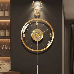 Relojes De Pared Reloj De Lujo Nórdico Creativo Oficina Moderna Relojes Redondos Electrónicos De Pared Artículos De Decoración Del Hogar