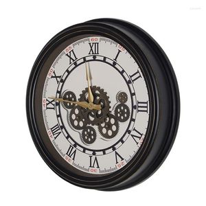 Relojes de pared Nordic Metal Gear Clock Silencioso Americano Grande Vintage Decoración para el hogar Decoración de la sala de estar Regalo