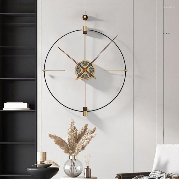 Horloges murales nordique moderne grande horloge salon Design minuterie inhabituelle silencieux noir rond Reloj Pared Grande décor à la maison HY50