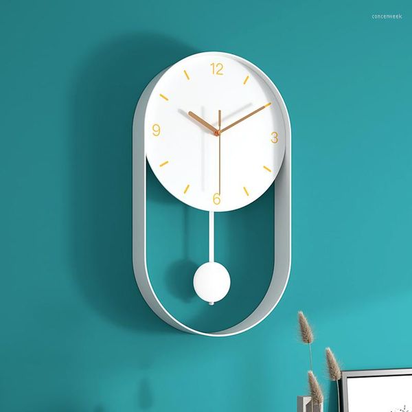 Horloges murales Salon moderne nordique avec pendule Grande horloge silencieuse Montres en métal Décoration Idées cadeaux