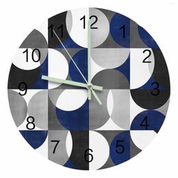 Horloges murales nordique rétro médiéval géométrique abstrait bleu pointeur lumineux horloge maison ornements rond silencieux salon décor