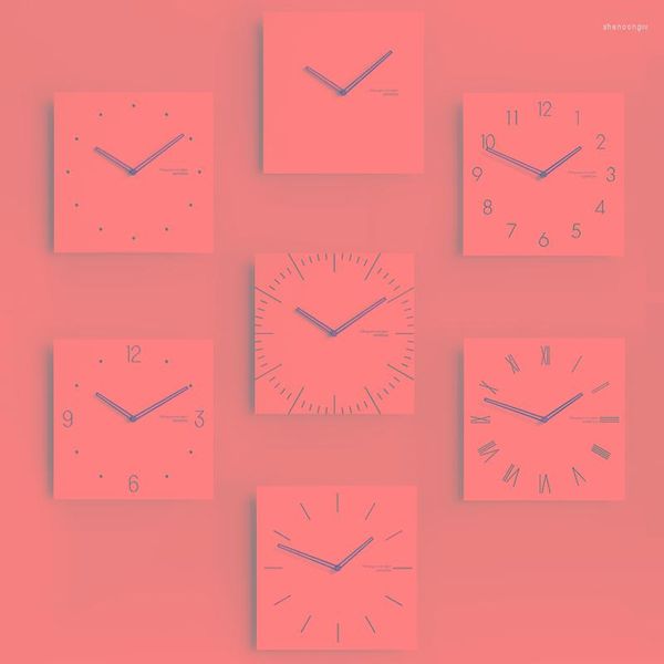 Horloges murales nordique horloge silencieuse Design moderne numérique minimaliste carré salon créatif Duvar Saati décor à la maisonZP50WC