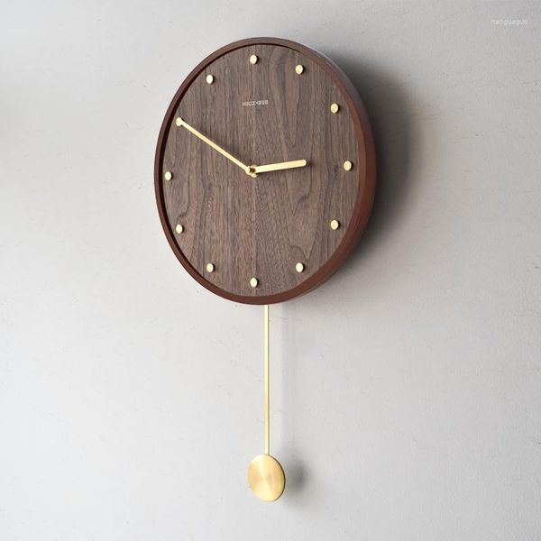 Horloges murales nordique horloge silencieuse moderne salon pendule luxe mains en bois élégant Reloj De Pared décor WK50WC