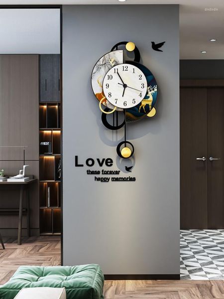 Relojes de pared nórdicos mecanismo silencioso reloj diseño moderno péndulo oscilante para el hogar sala de estar dormitorio cocina decoración reloj DecorWall