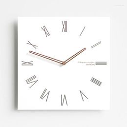 Relógios de parede Nordic Silencioso Relógio Minimalista Digital Pequeno Quadrado Branco Relógio Criativo Home Design Reloj Pared Decoração