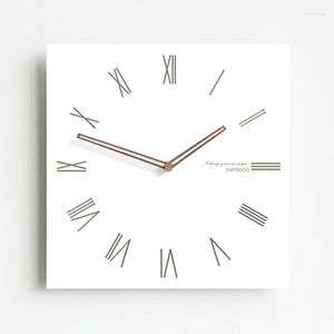 Wandklokken Noordse stille horloge Minimalistische digitale kleine vierkante witte klok creatief huisontwerp Reloj pared decoratie