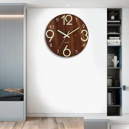 Horloges murales Horloge numérique moderne 12 pouces en bois avec des chiffres phosphorescents silencieux décoration de la maison muet pour la livraison directe de la chambre jardin Otjsj