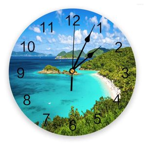 Wandklokken Ocean Blue Island Clock Home Decor Slaapkamer Stille Oclock Bekijk digitaal voor kinderkamers