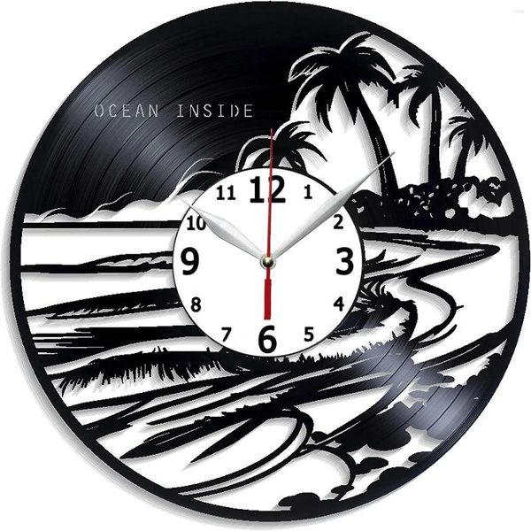 Horloges murales océan à l'intérieur de l'enregistrement horloge Nature décoration 12 pouces Art cadeau d'anniversaire pour homme