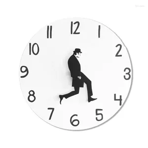 Wandklokken van Silly Walk Clock Nieuwheid komiek Kijk grappig Walking Silent Mute voor thuis woonkamer