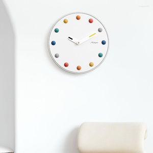 Relojes de pared Oficina Reloj digital silencioso Diseño moderno Blanco Nórdico Pequeño Dormitorio para niños Círculo Zegary Na Sciane Decoración del hogar