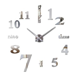 Muurklokken oho creatieve diy acryl spiegel grote klok quartz horloge stilleven moderne naald woonkamer home decor stickers