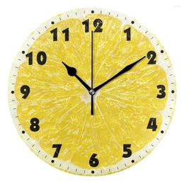 Horloges murales Orange Fruits imprimé horloge Lime Pomelo moderne cuisine montre décor à la maison frais fruits tropicaux Art montre