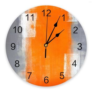 Horloges murales Orange gris abstrait horloge salon décor à la maison grand rond muet Quartz Table chambre décoration montre