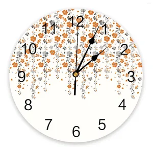 Horloges murales orange gris floral salon salon décor de maison grande gourmand en quartz rond de table de chambre à coucher