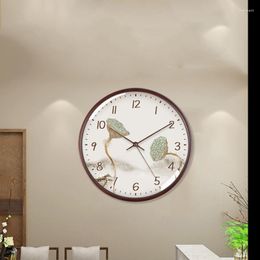 Horloges murales horloge orientale décor rustique rond bois montre élégante Quartz doré silencieux Design Simple Reloj Pared industriel