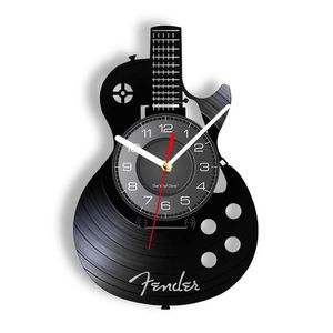 Relojes de pared Guitarra acústica Original Arte de pared Instrumento Música Inicio Decoración de interiores Decoración Vinyl Records Rock Gift Q240509