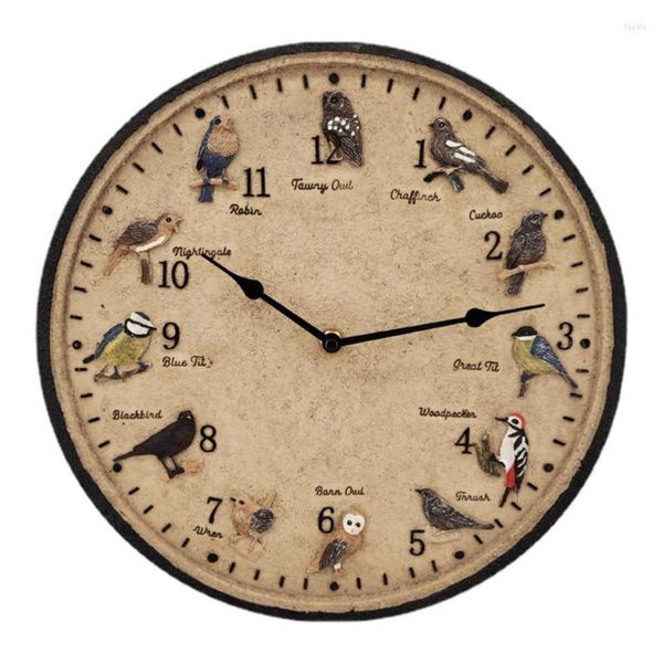 Horloges murales Horloge extérieure Patio avec mouvement à quartz Design 12in Bird Fonctionné à piles Style de mode rétro pour