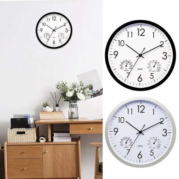 Horloges murales horloge circulaire décorative extérieure avec thermomètre et humidité grand mur étanche élégant rétro silencieux Q240509