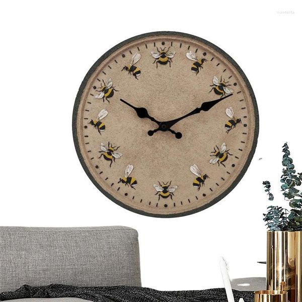 Relojes de pared para exteriores, Retro, resistente a la intemperie, reloj de jardín, resistente al agua, tema de abeja, tiempo preciso, resina fuerte para Patio y