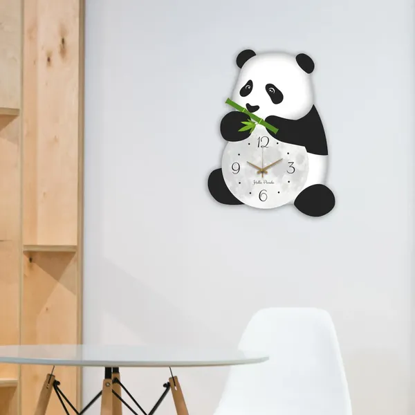 Horloges murales panda horloge silencieuse créative belle petite pendaison en bois calme