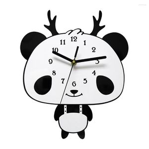 Wandklokken Panda Klok Eenvoudige Stijl Mute Gewei Home Decor Dierlijke Vorm Kwarts Batterij Aangedreven Voor Woonkamer Slaapkamer